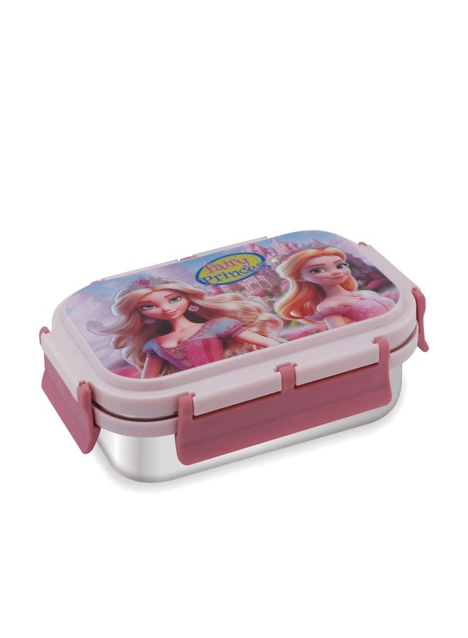 Attro Uranus Stainless Steel Lunch Box with 1 Small Container & Spoon Eyecatchy Fairy Princess Print BPA Free Food Grade, (700ml+160ml)- Pink - Image 1